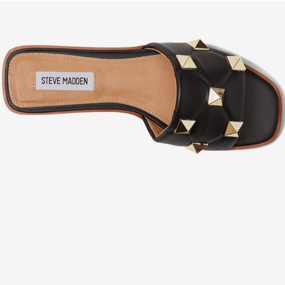 BRAND NEW Black & Gold Studded Steve Madden Sandals / Slides - Picture 2 of 12